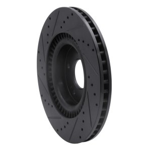 Hyundai Tucson Brake Rotor (1) - Front Right - R1 Concepts - Drilled & Slotted - Black - `11-`25